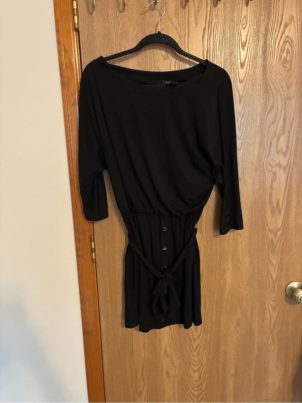 White House Black Market Black Button-Front Tie-Waist Dress